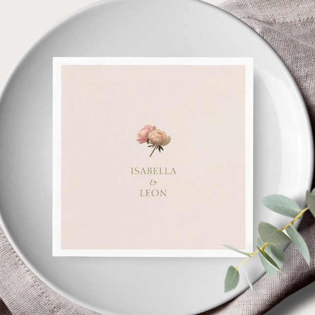 Blush Peach | Chic Rose Wedding  Napkins (Creator Uploaded)
