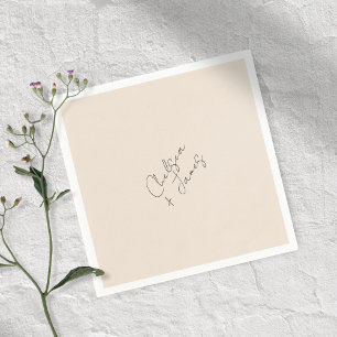 Blush Peach   Chic Script Minimalist Wedding  Napkins
