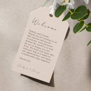 Blush Peach Chic Script Wedding Welcome Gift Tag
