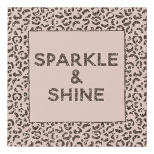 Blush Peach Chocolate Brown Leopard Print Glitter