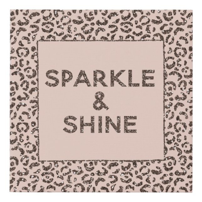 Blush Peach Chocolate Brown Leopard Print Glitter  (Front)