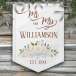 Blush Peach Floral Boho Chic Mr. & Mrs. Wedding Pennant<br><div class="desc">This pennant flag is beautiful, stylish, and fun. Designed to celebrate the newlyweds, it features an elegant boho chic design with a cluster of hand painted watercolor roses and blossoms in shades of champagne blush or very pale peach. The elegant script text reads: Mr. and Mrs. with the couple's last...</div>