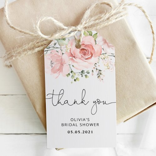 Blush peach floral bridal shower gift tags