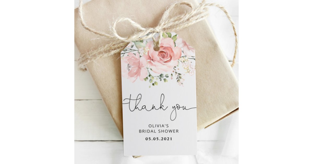 Blush peach floral bridal shower gift tags | Zazzle