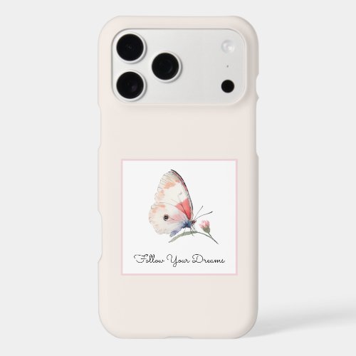 Blush Peach Floral Butterfly Follow Your Dreams iPhone 17 Pro Max Case