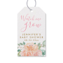 Blush & Peach Floral Watch Me Grow Baby Shower Gift Tags