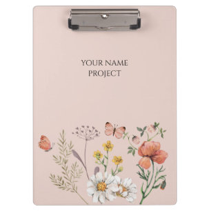 Blush Peach Floral Wildflower Clipboard