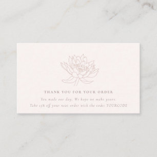 BLUSH PEACH LOTUS FLORA LOGO SHOPPING THANK YOU BUSINESS CARD