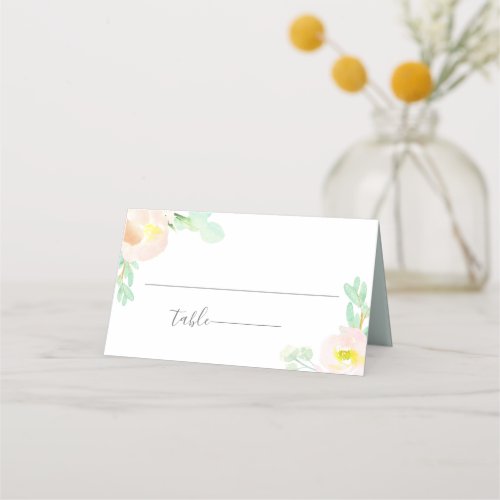 Blush Peach Mint Botanical Wedding Place Card