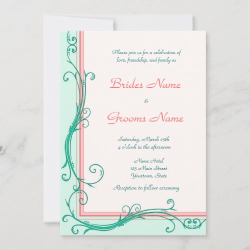 Blush Peach &amp; Mint  Wedding Invitation