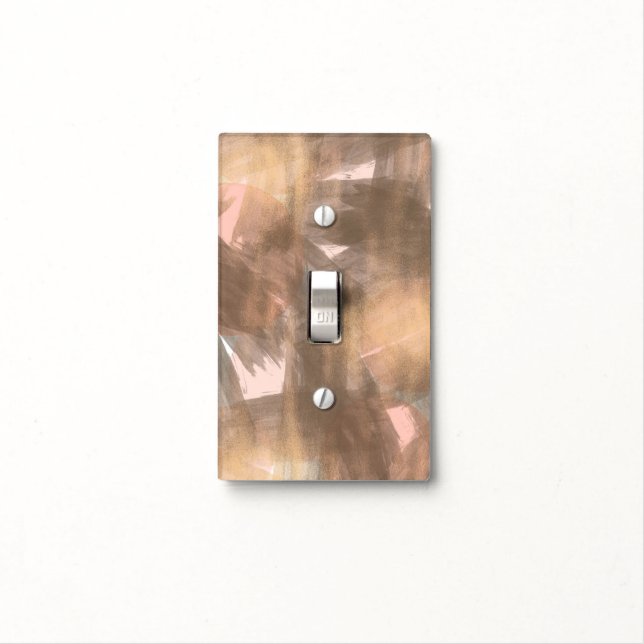 Blush Peach Pink Copper Bronze Modern Metallic Light Switch Cover (In Situ)