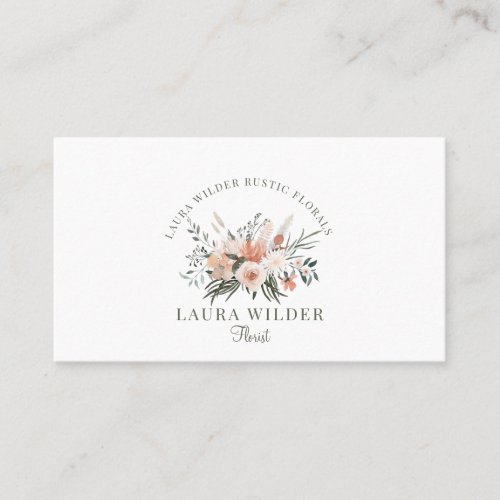 Blush Peach Pink Floral Florist Business Card