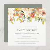 BLUSH PEACH PINK WATERCOLOR FLORAL BABY SHOWER INVITATION (Front/Back)