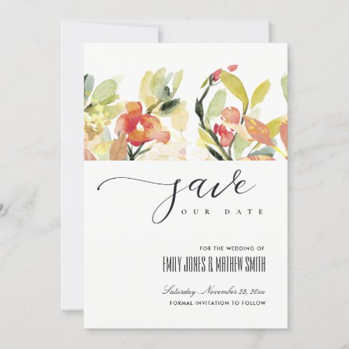BLUSH PEACH PINK WATERCOLOR FLORAL SAVE THE DATE