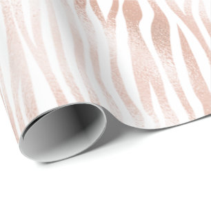 Blush Peach Pink Zebra print Wrapping Paper