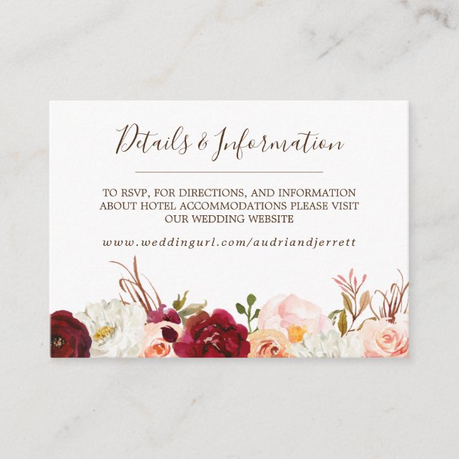 Blush & Peach Rose Dream Catcher Boho Wedding Enclosure Card (Front)