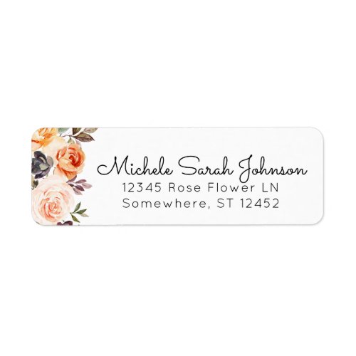 Blush  Peach Rustic Floral Return Address Label
