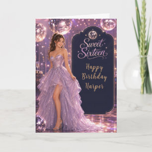 Blush Peach Sweet 16 Princess Garden Card