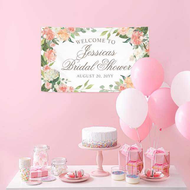 Blush Peach Watercolor Floral Shower Welcome Banner (Creator Uploaded)