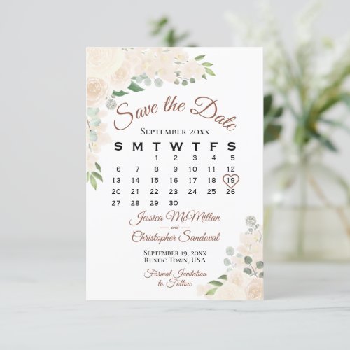 Blush Peach Watercolor Floral Wedding Calendar Save The Date