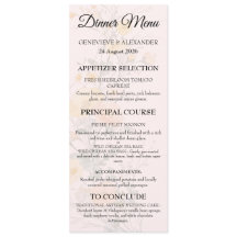 Blush Peach Wildflower Botanical Wedding Menu Card