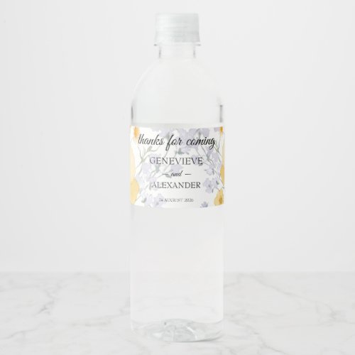 Blush Peach Wildflowers Wedding Water Bottle Label