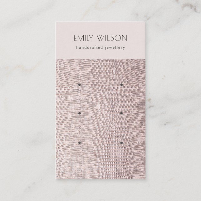 Blush Pearl Leather Texture 3 Earring Display Business Card (Front)