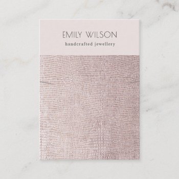 Blush Pearl Leather Texture Band Necklace Display Business Card by JustJewelryDisplay at Zazzle