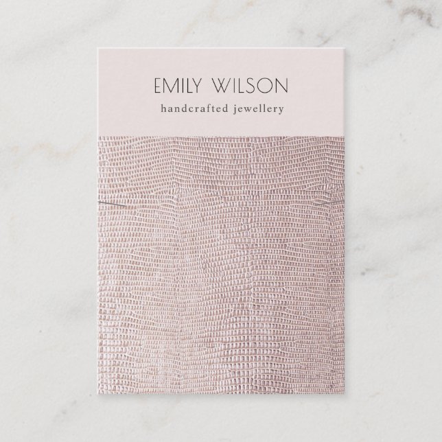 Blush Pearl Leather Texture Band Necklace Display Business Card (Front)