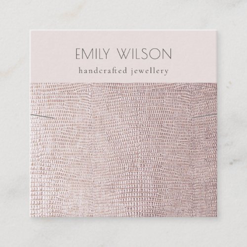 Blush Pearl Leather Texture Band Necklace Display Square Business Card