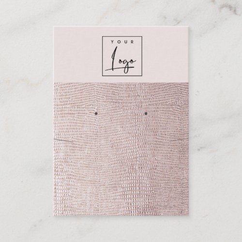 Blush Pearl Leather Texture Earring Necklace Logo Business Card