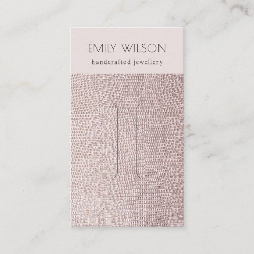 Blush Pearl Leather Texture Hair Clip Display Business Card