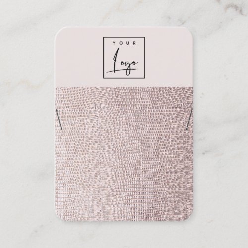 Blush Pearl Leather Texture Necklace Logo Display Business Card