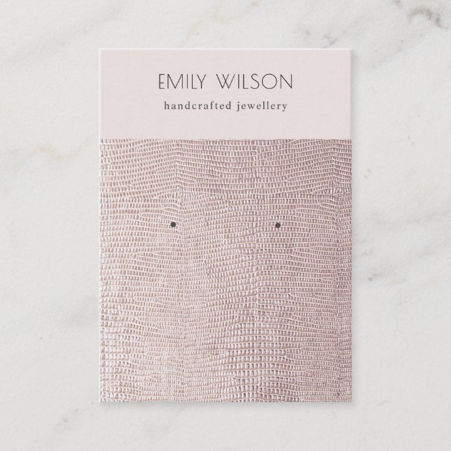 Blush Pearl Leather Texture Stud Earring Display Business Card (Front)