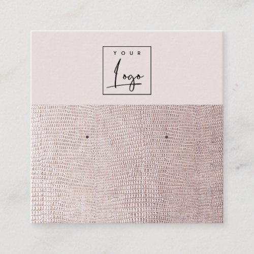 Blush Pearl Leather Texture Stud Earring Display Square Business Card