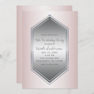 Blush Pearl Pink Silver Birthday Party Any Event Invitation