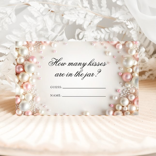 Blush Pearls How Many Kisses Bridal Game Enclosure Card (Creator Uploaded)