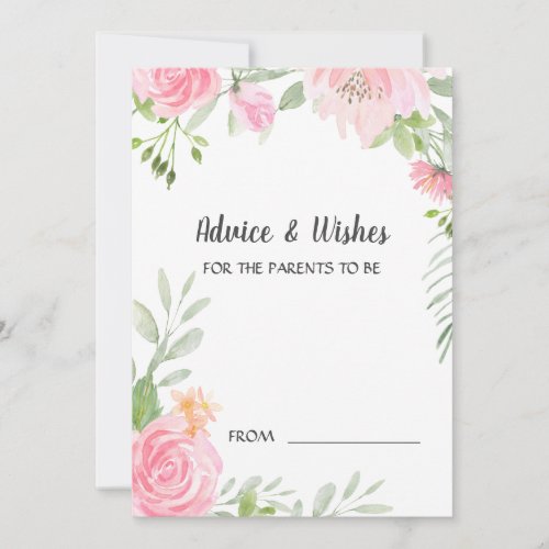 Blush Peonies Baby Shower Advice Cards