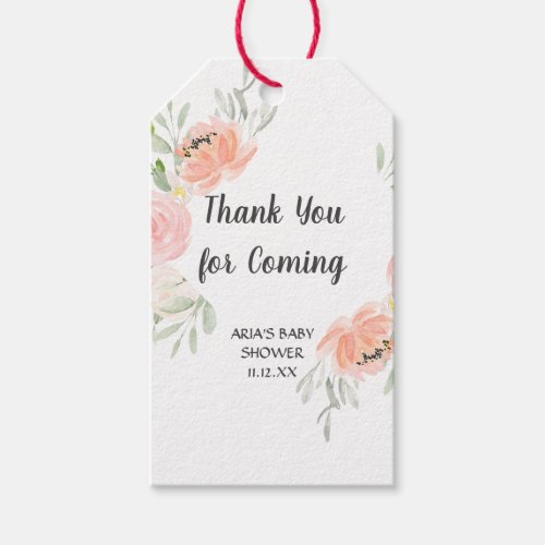 Blush Peonies Baby Shower Favor Gift Tags