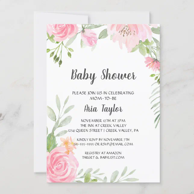 Blush Peonies Baby Shower Invitation | Zazzle