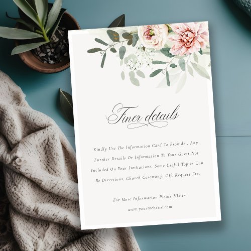 Blush Peonies Eucalyptus Foliage Wedding Details Enclosure Card