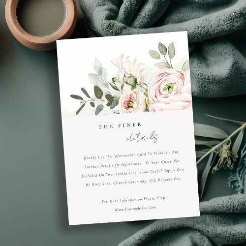 Blush Peonies Eucalyptus Foliage Wedding Details Enclosure Card