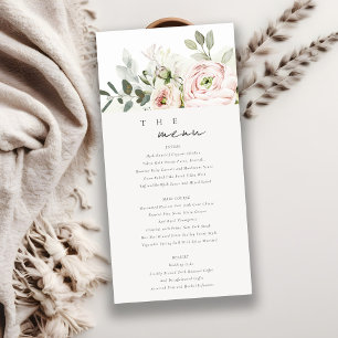 Blush Peonies Eucalyptus Foliage Wedding Menu Card