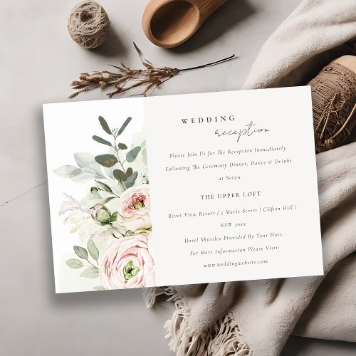 Blush Peonies Eucalyptus Foliage Wedding Reception Enclosure Card