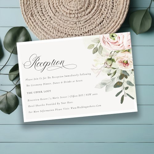 Blush Peonies Eucalyptus Foliage Wedding Reception Enclosure Card