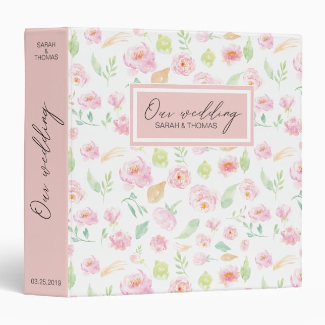 Blush Peonies | Personalized Wedding Binder (Front/Spine)