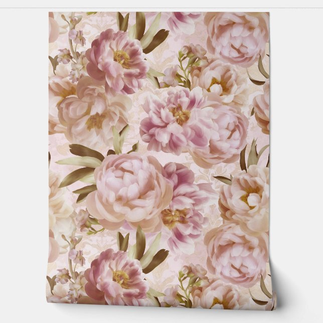 Blush Peonies Springflowers Opulent Garden Wallpaper (Unrolling)