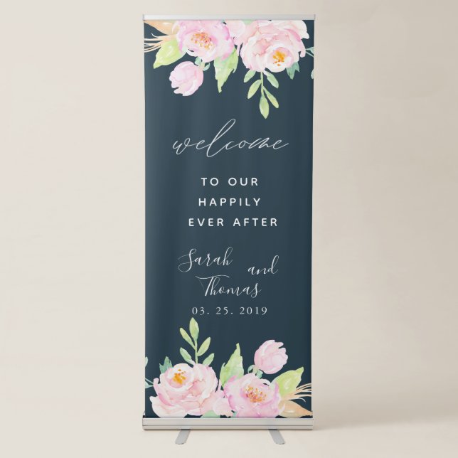 Blush Peonies ⎢Wedding Welcome Banner (Front)