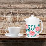 Blush Peony And Eucalyptus   Teapot<br><div class="desc">Blush Peony And Eucalyptus Pattern is a beautiful floral design inspired by nature’s beauty. The perfect blend of blush peony and eucalyptus leaves creates an elegant and sophisticated arrangement.</div>