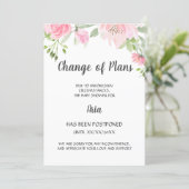 Blush Peony Change of Plans Shower Announcement (Standing Front)